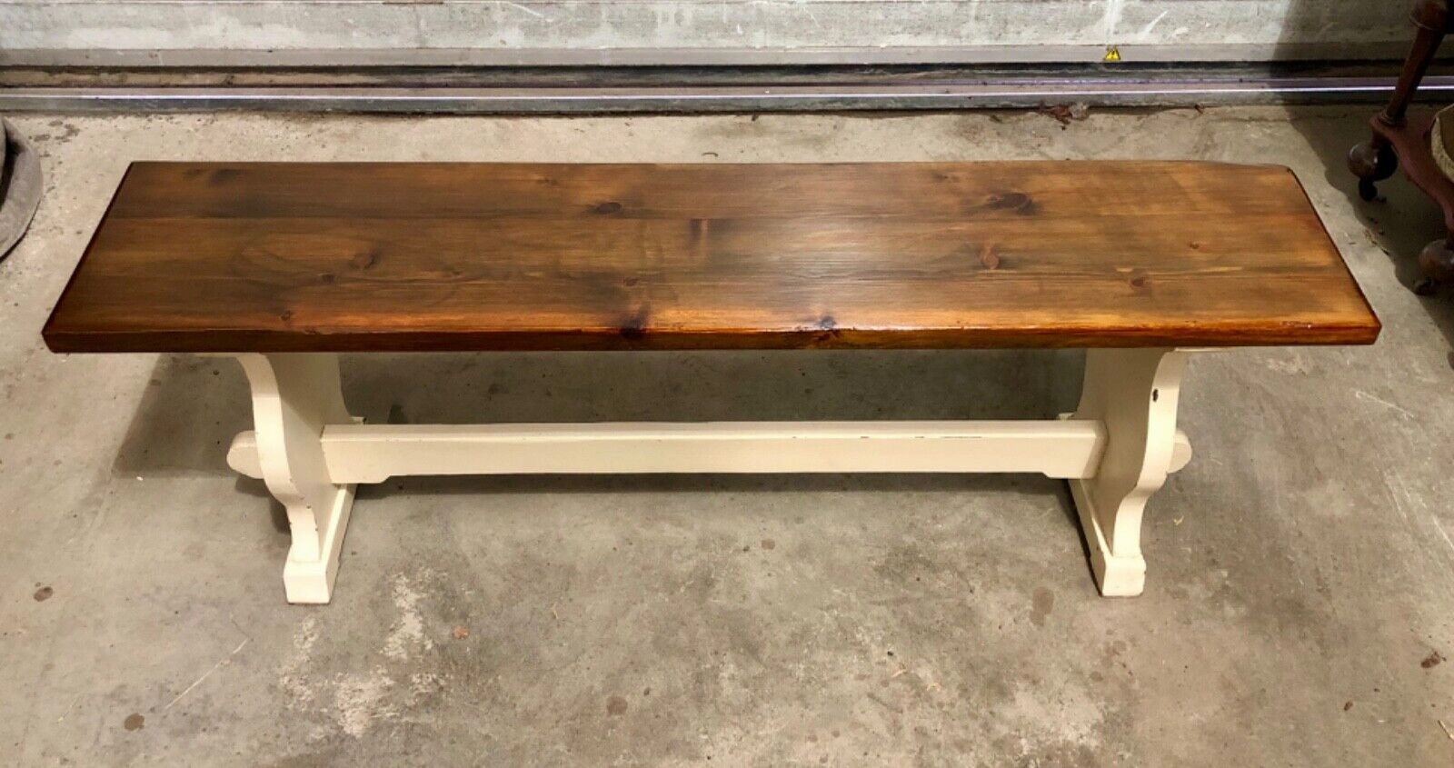 000745....Classic Vintage Bench With Painted Base ( sold )