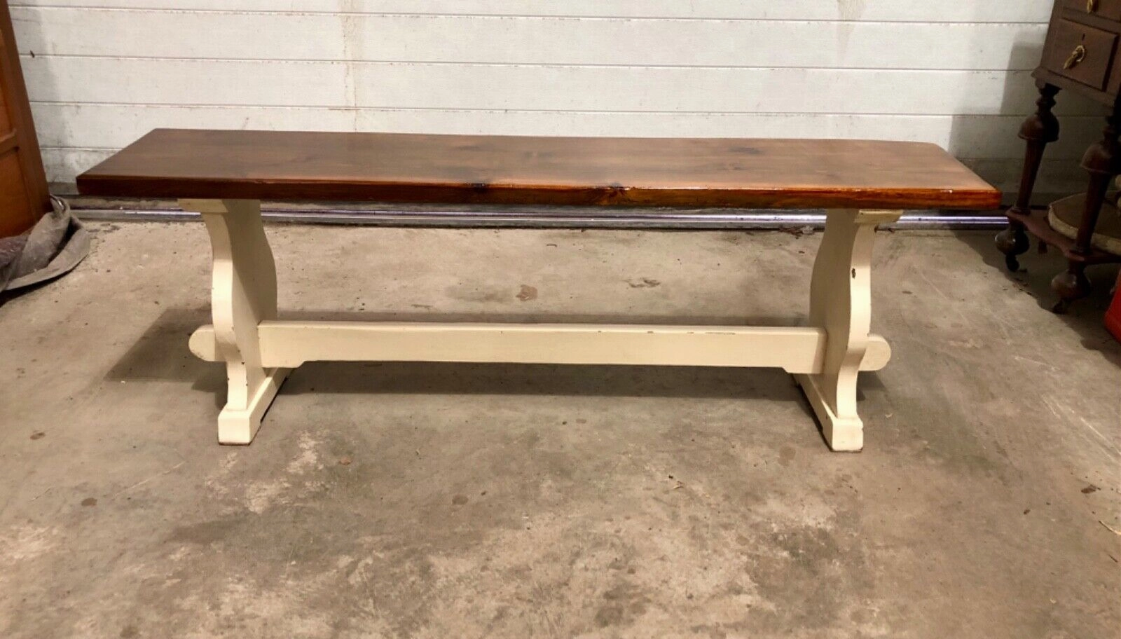 000745....Classic Vintage Bench With Painted Base ( sold )