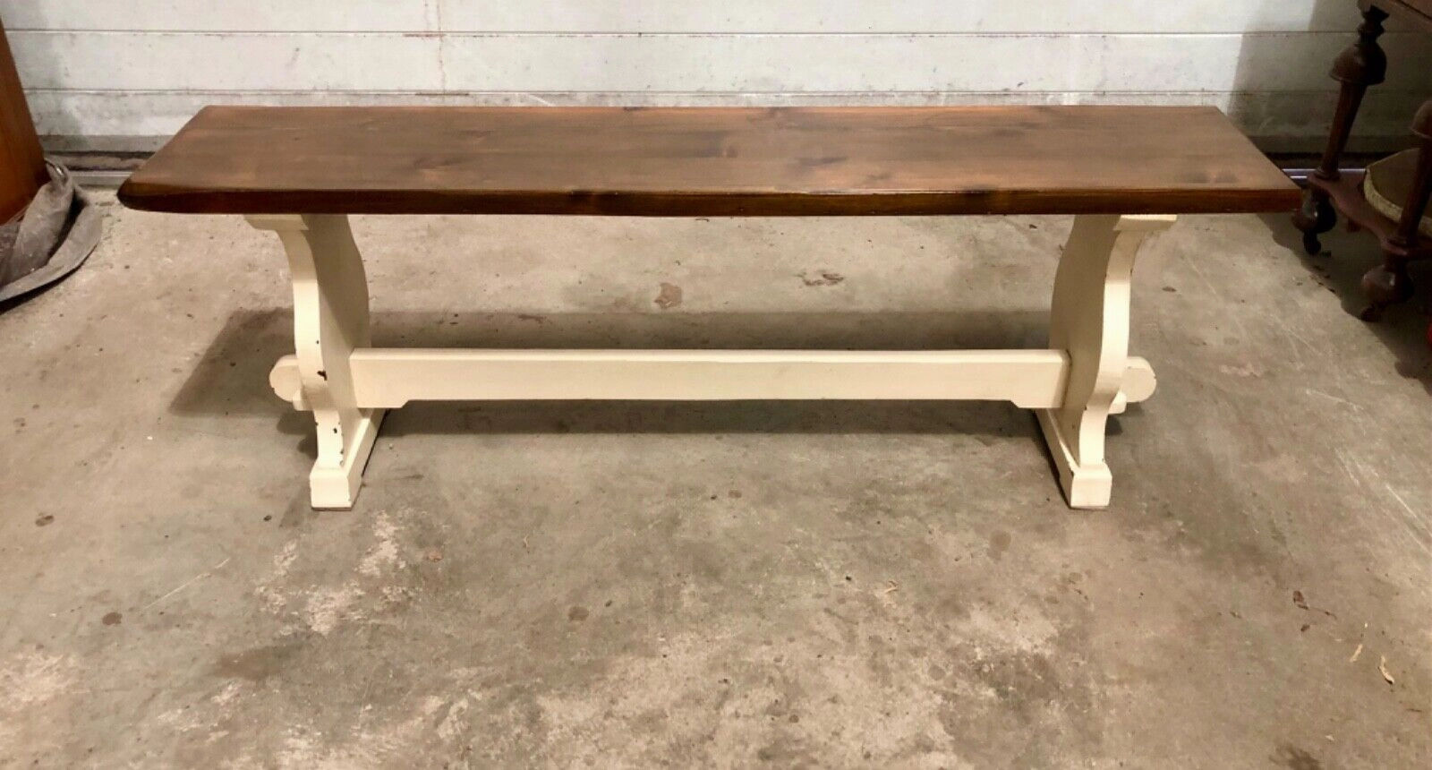 000745....Classic Vintage Bench With Painted Base ( sold )