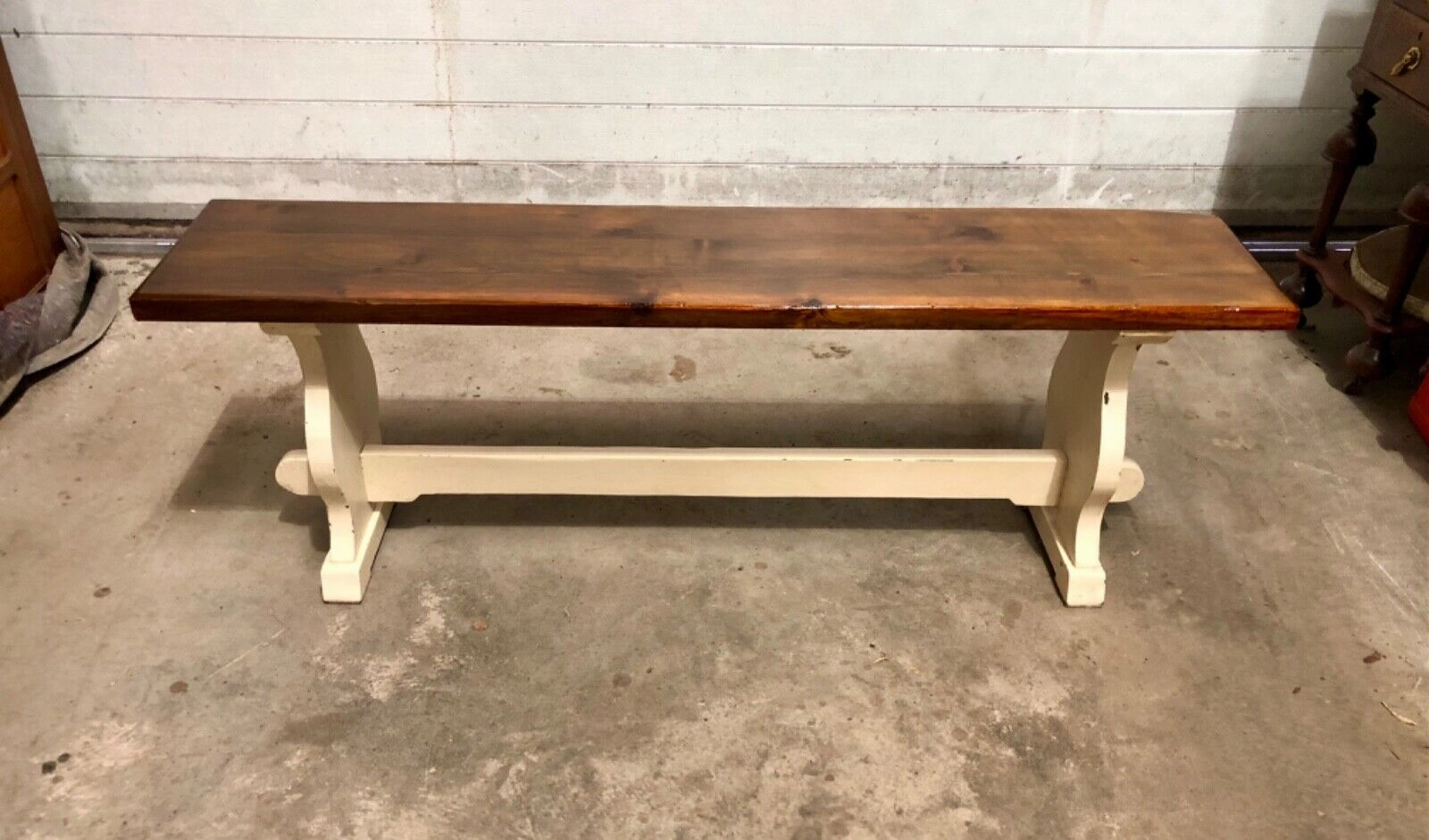 000745....Classic Vintage Bench With Painted Base ( sold )