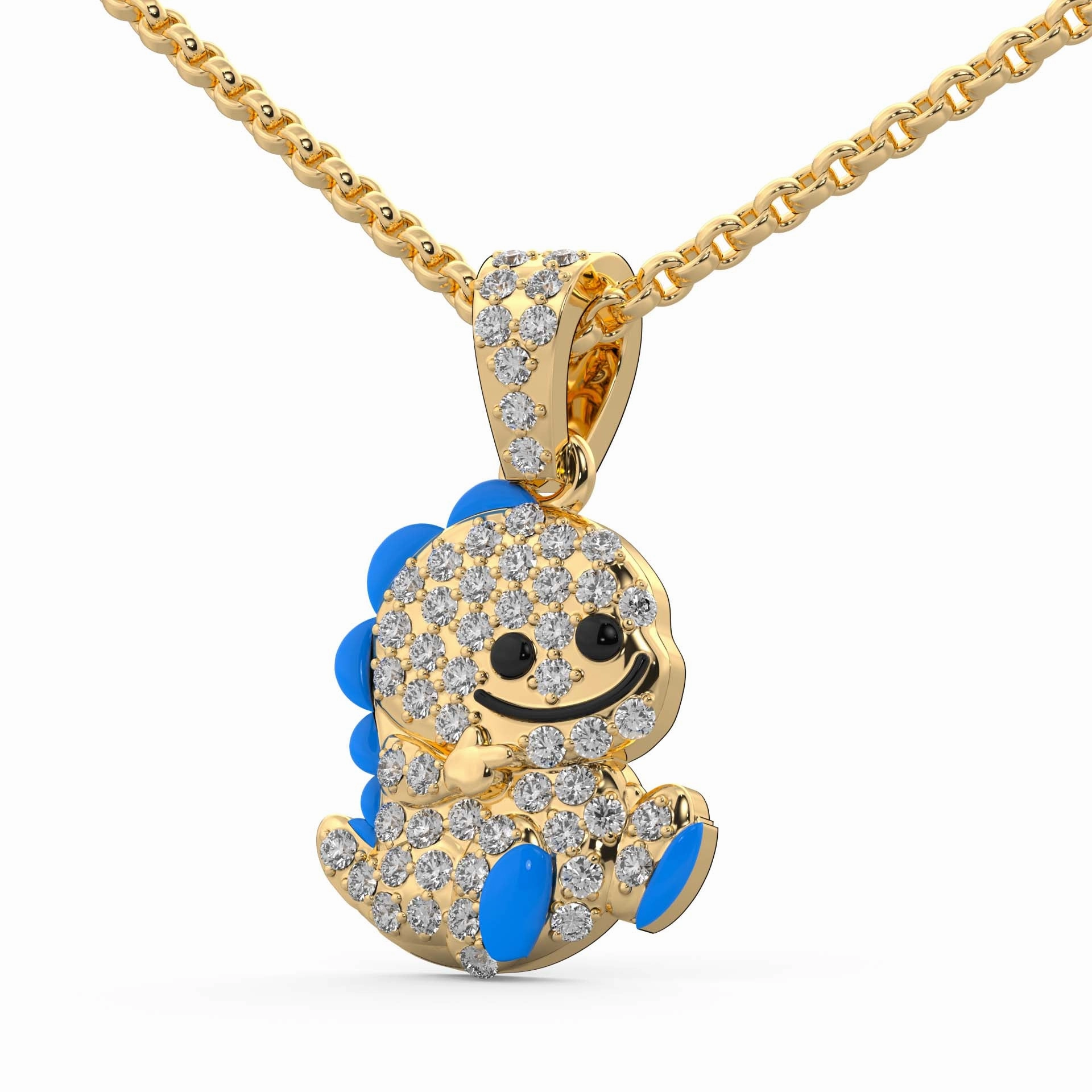 0.27 cttw Natural Diamond Baby Dinosaur Pendant Necklace in 925 Sterling Silver | Birthday Gifts for Toddlers, Kids and Children