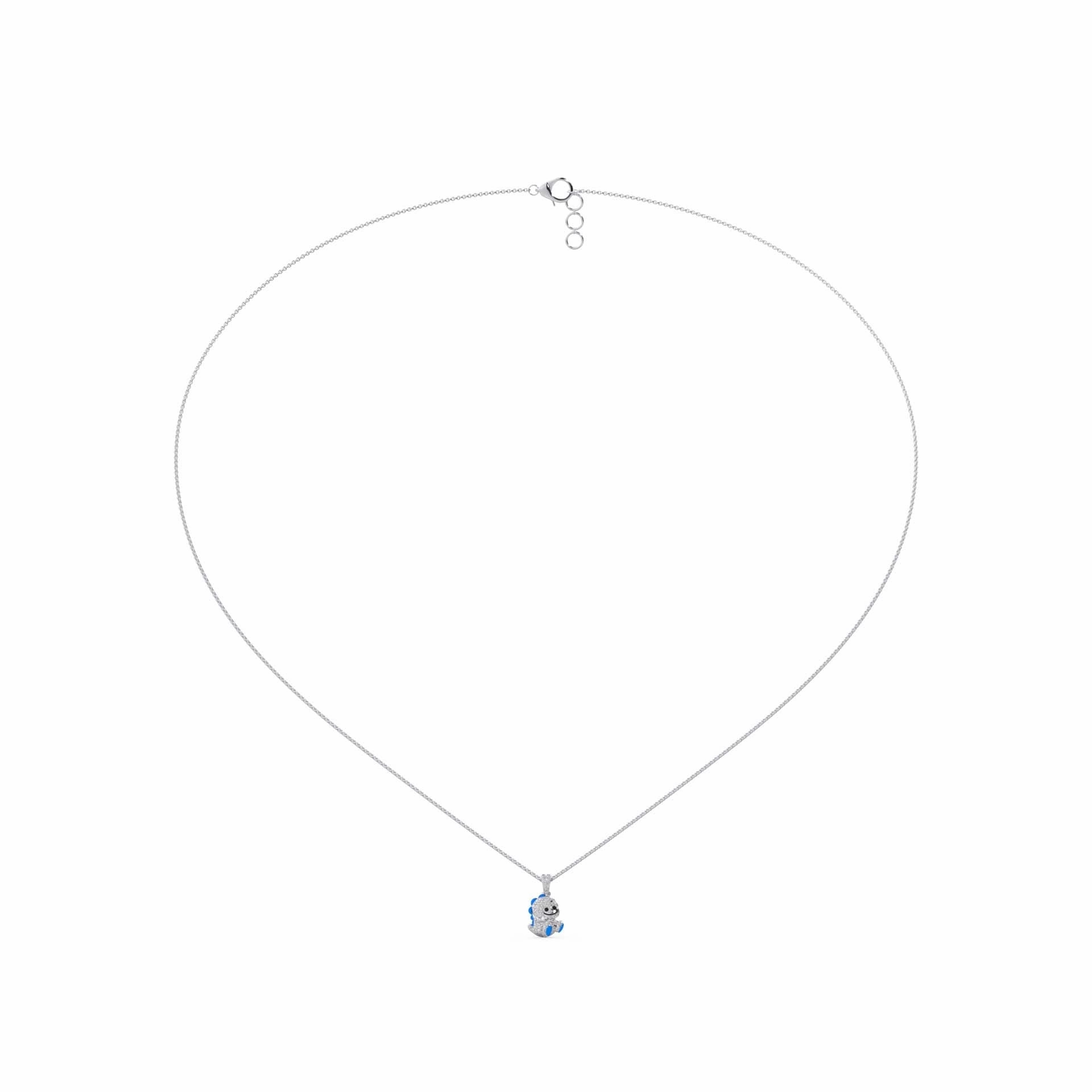 0.27 cttw Natural Diamond Baby Dinosaur Pendant Necklace in 925 Sterling Silver | Birthday Gifts for Toddlers, Kids and Children