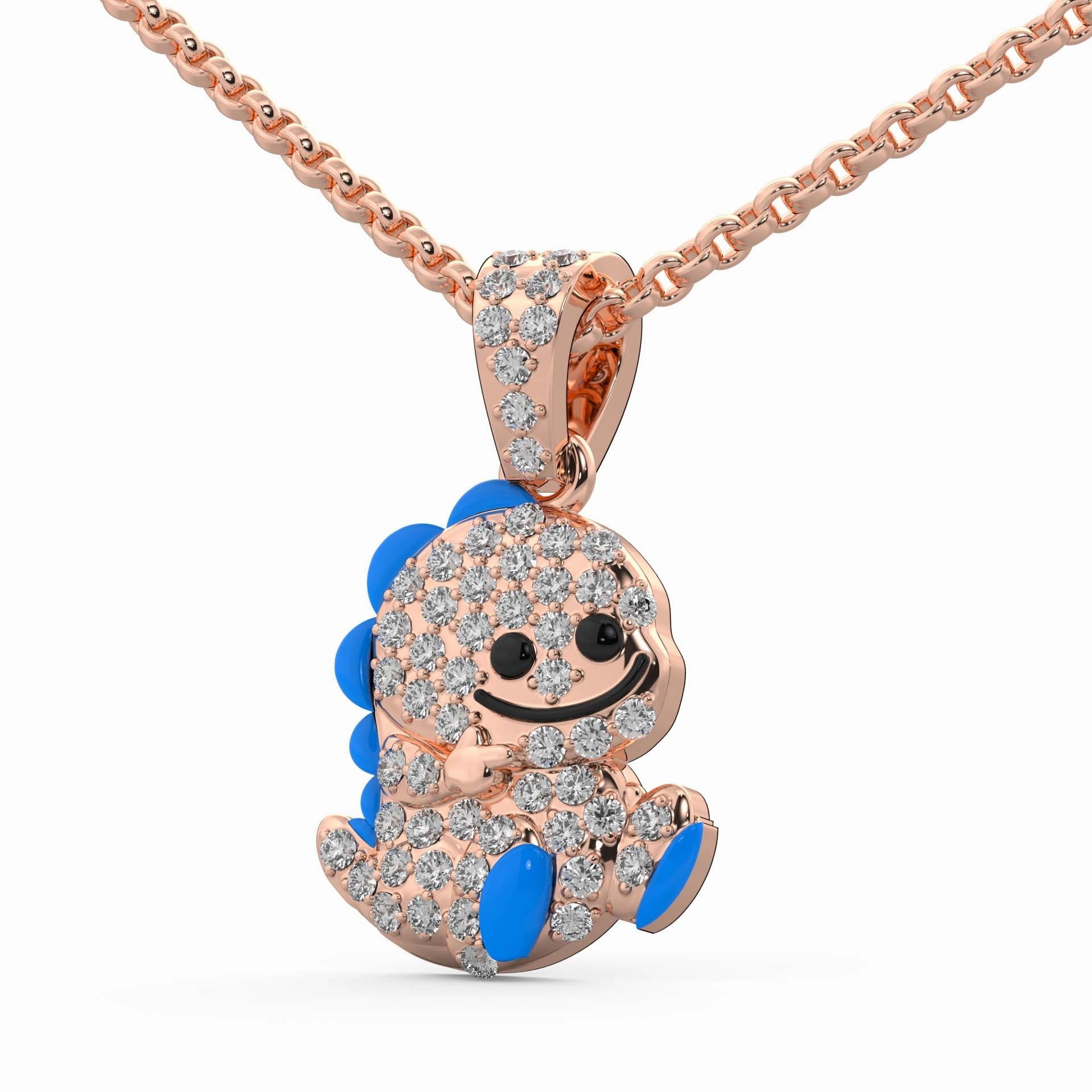 0.27 cttw Natural Diamond Baby Dinosaur Pendant Necklace in 925 Sterling Silver | Birthday Gifts for Toddlers, Kids and Children