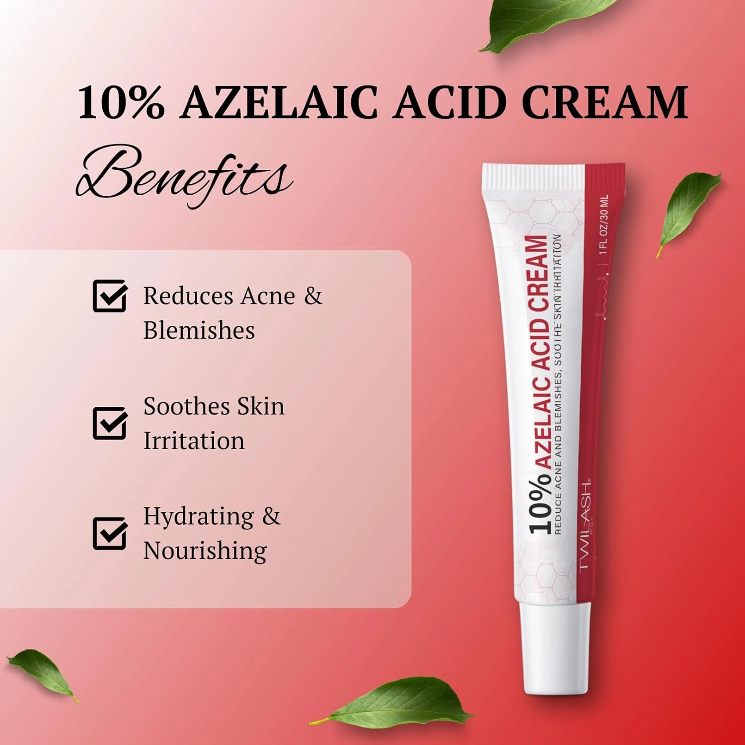 10% Azelaic Acid Cream with Pimple Popper Tool – Clear Acne & Soothe Skin Irritation – Gentle & Effective Formula for Blemish Control, Redness Relief – 1 fl oz / 30 ml (10%)