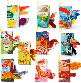 10 Books, Touch and Feel Crumpled Baby Cloth Books, Early Development Interactive Baby Soft Products Toys for Boys and Girls 0-3-6-12-18 Months, Early Learning Tail Book
