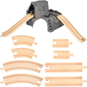 11 Pcs Tunnel Train Track Accessories Simulation Train Cave Tunnel Wooden Railway Track for Kids Train Toy Railway Scene Model Child Party Favors