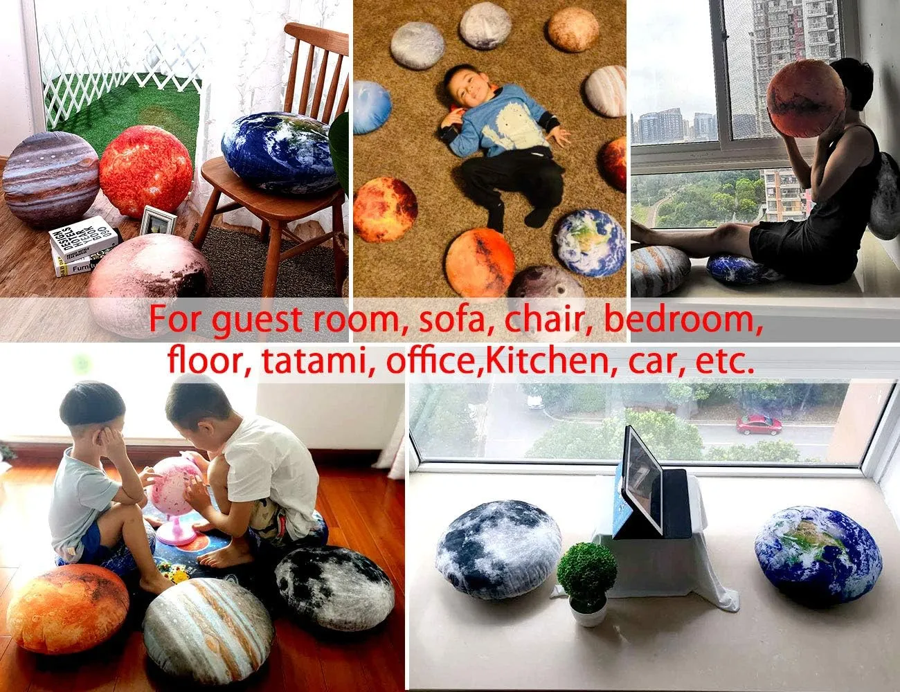 11 Piece Set Space Planet Throw Pillow Covers Solar System Universe Planet Image Decorative Cushion Cover Round Pillow Case 3D Home Decor Pillows Covers 10X10Inch