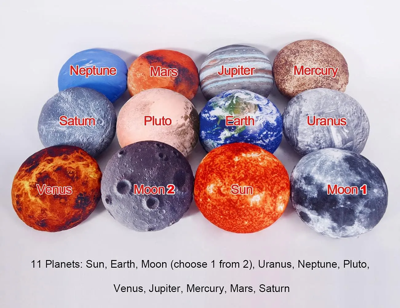 11 Piece Set Space Planet Throw Pillow Covers Solar System Universe Planet Image Decorative Cushion Cover Round Pillow Case 3D Home Decor Pillows Covers 10X10Inch