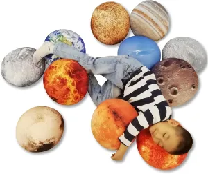 11 Piece Set Space Planet Throw Pillow Covers Solar System Universe Planet Image Decorative Cushion Cover Round Pillow Case 3D Home Decor Pillows Covers 10X10Inch
