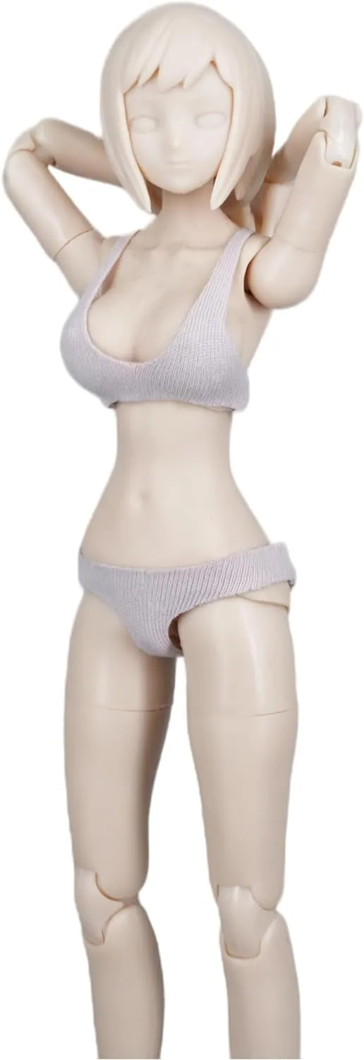 1/12 Scale Female Body, 6inch Female Half-Wrapped Rubber Huge Bust Flexible Joint Body Action Figure Body Doll Collection (Pale Skin)