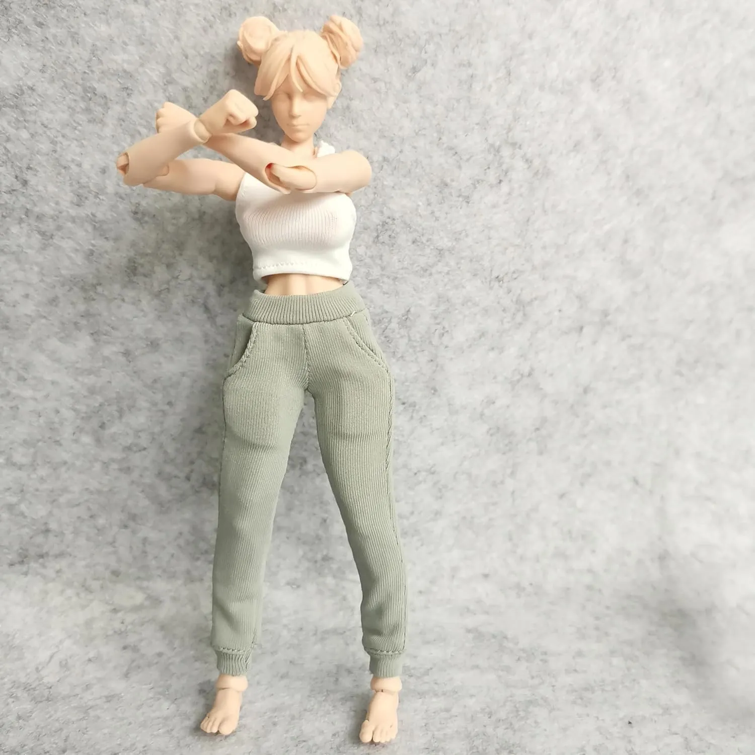 1/12 Scale Female Body, 6inch Female Half-Wrapped Rubber Huge Bust Flexible Joint Body Action Figure Body Doll Collection (Pale Skin)