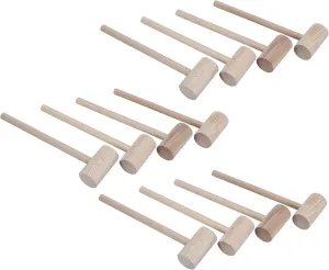 12 Pack Wooden Crab or Lobster Mallets Seafood Hammers, Natural Beechwood
