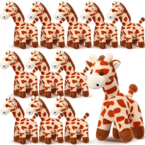12 Pcs Giraffe Stuffed Animal Bulk 6'' Stuffed Giraffe Plush Toy Soft Safari Plush Zoo Wild Animal Party Decoration Cute Tiny Keychains for Kid Girl Boy Birthday Forest Party