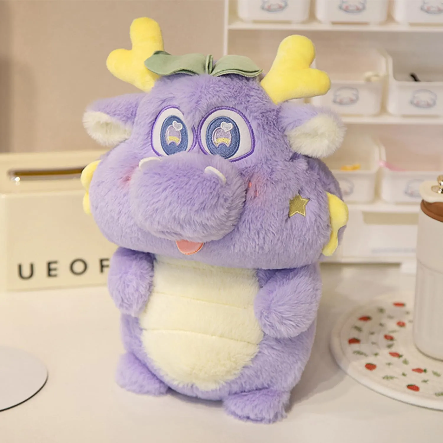 13.8 Inch Chinese Dragon Stuffed Animals Chinese Dragon Plush Toys Pillow Anime Chinese Dragon Plushie Hugging Pillow Chinese Dragon Doll Gift for Kids and Lovers (Purple)