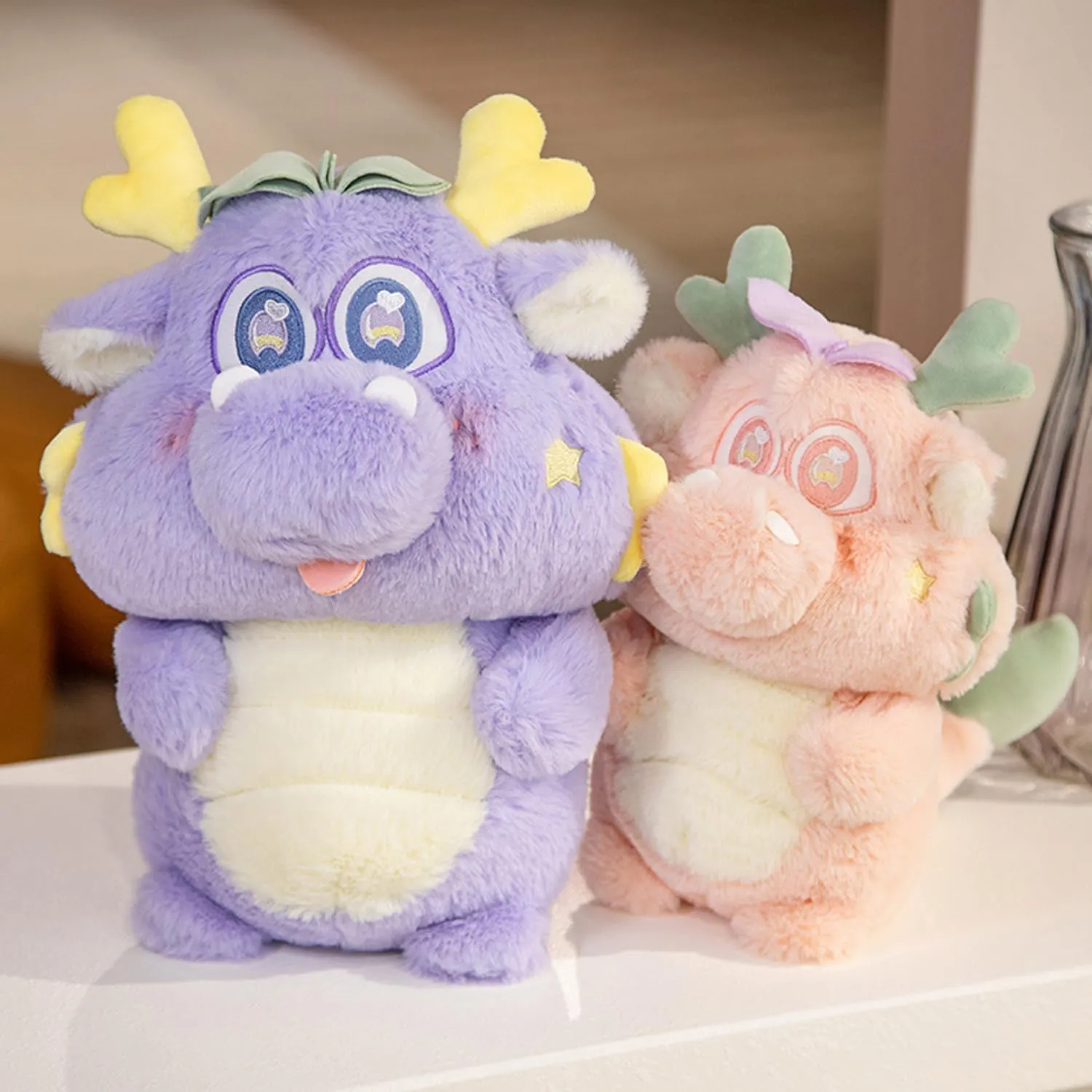 13.8 Inch Chinese Dragon Stuffed Animals Chinese Dragon Plush Toys Pillow Anime Chinese Dragon Plushie Hugging Pillow Chinese Dragon Doll Gift for Kids and Lovers (Purple)