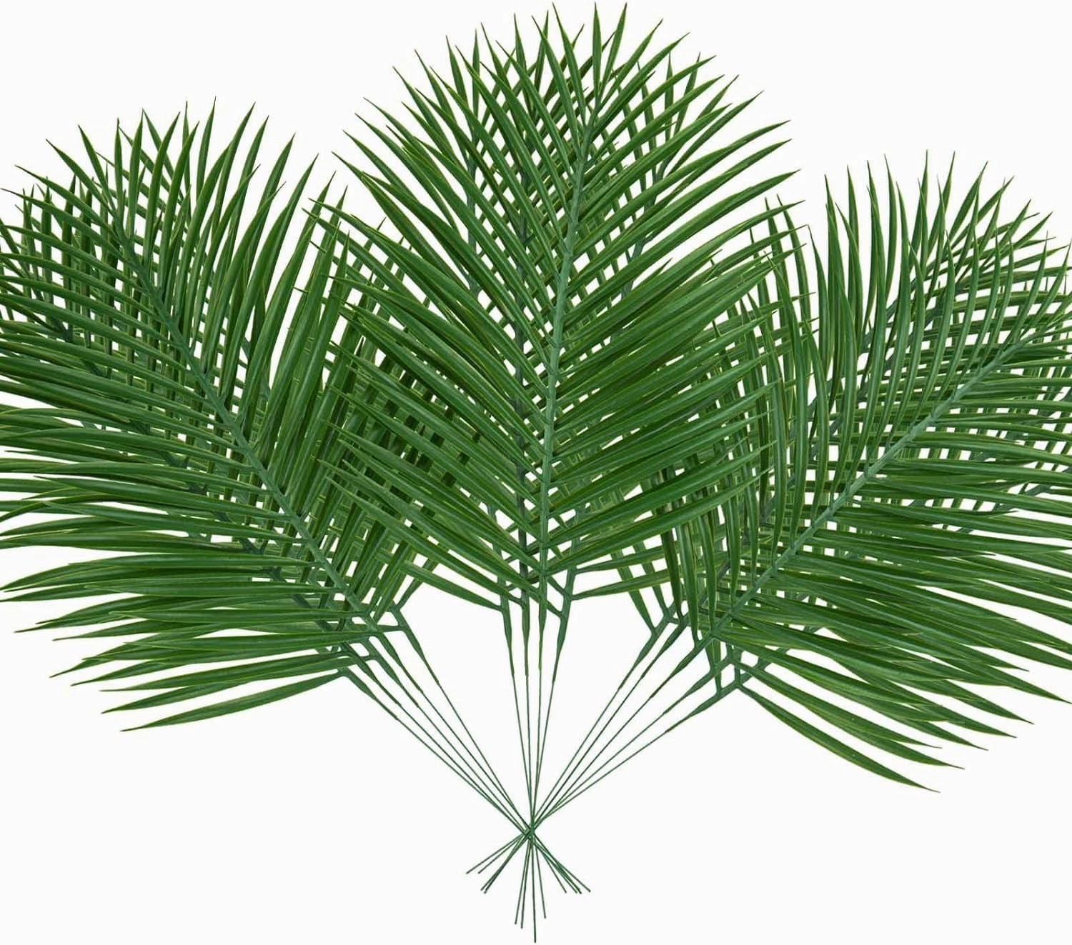 14Pcs Artificial Palm Leaves, 20.4" Outdoor Faux Palm Fronds, Green, Tropical Style, Perfect for Home Decor, Wedding, Birthday Parties