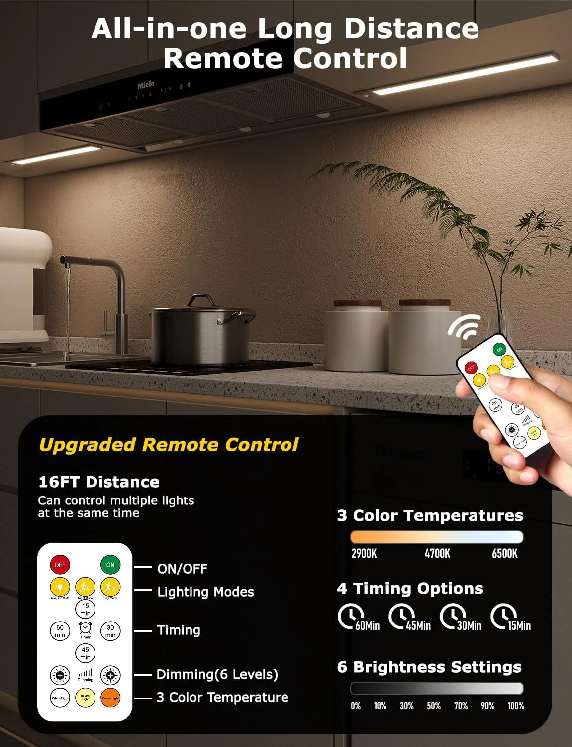 16" Ultra-Thin Under Cabinet Lighting Wireless, Aluminum Alloy Under Counter Lights for Kitchen, 3-Color-Temps Magnetic Closet Lights, Rechargeable Motion Sensor Light Indoor (2Pack, Silver)