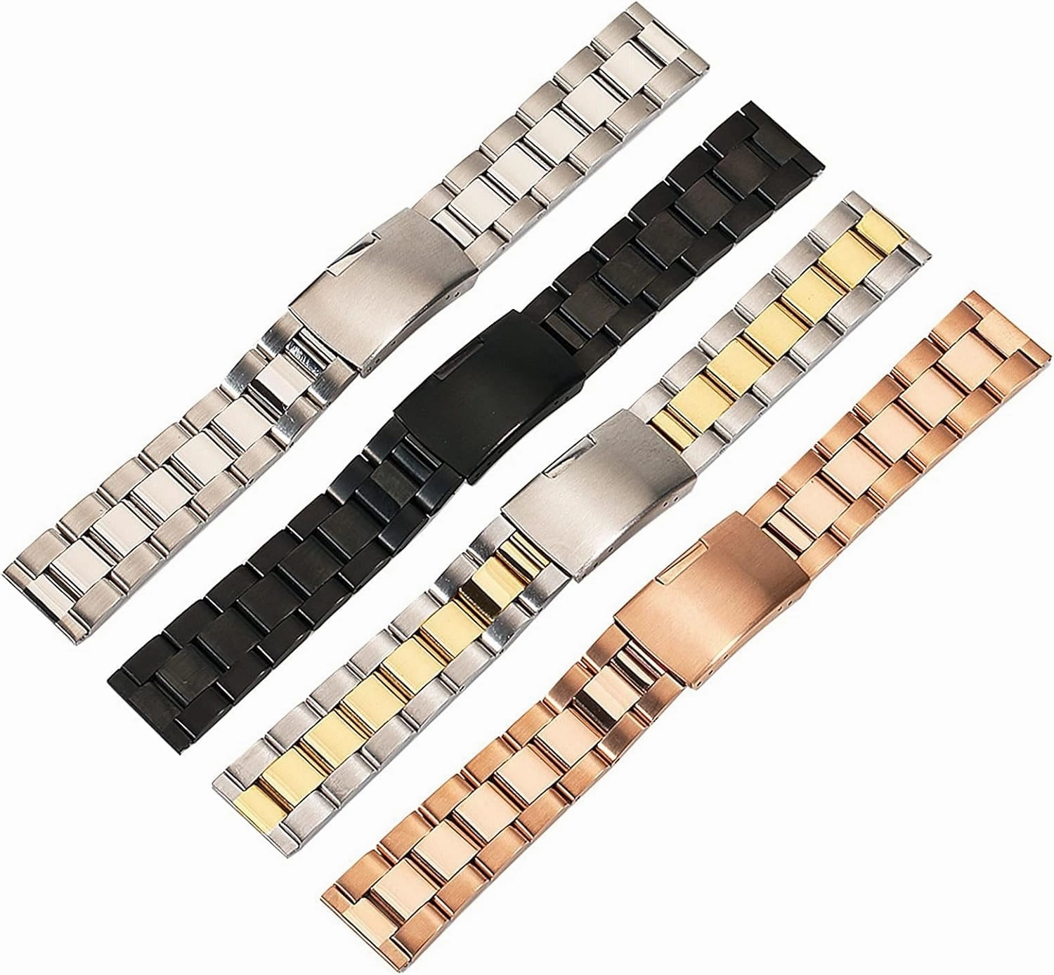 18mm 20mm 22mm 24mm 26mm 28mm 30mm Solid Classic Stainless Steel Breathable Replacement Bracelet (Band Color: Black, Band Width: 28mm)