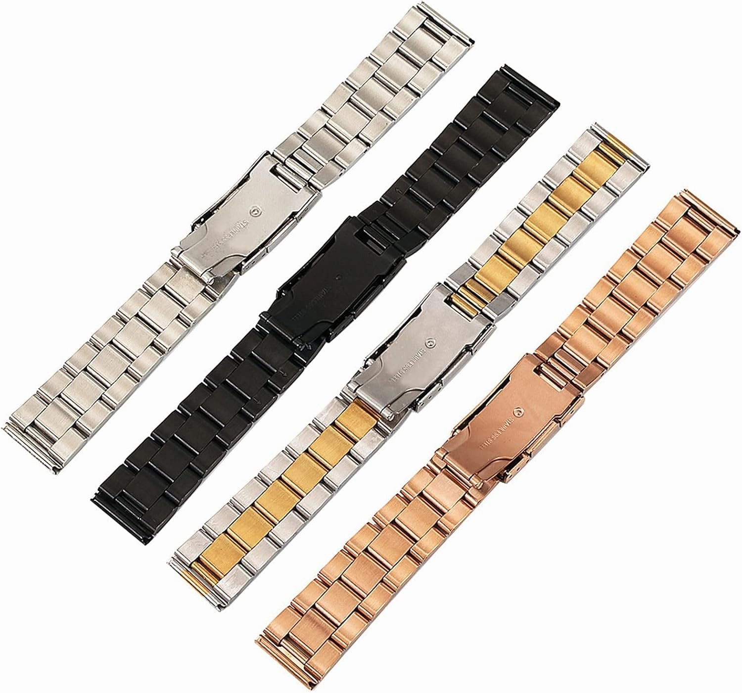 18mm 20mm 22mm 24mm 26mm 28mm 30mm Solid Classic Stainless Steel Breathable Replacement Bracelet (Band Color: Black, Band Width: 28mm)