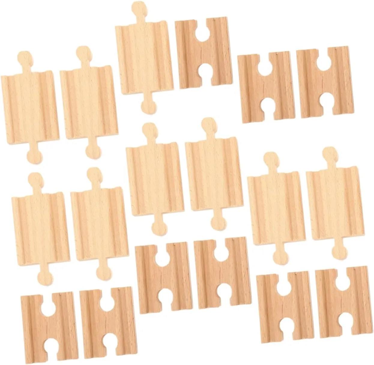 18pcs Wooden Train Track Accessories Durable Wooden Railway Track Expansion Blocks for Assembled Train Compatible with Major Brands Educational Fun