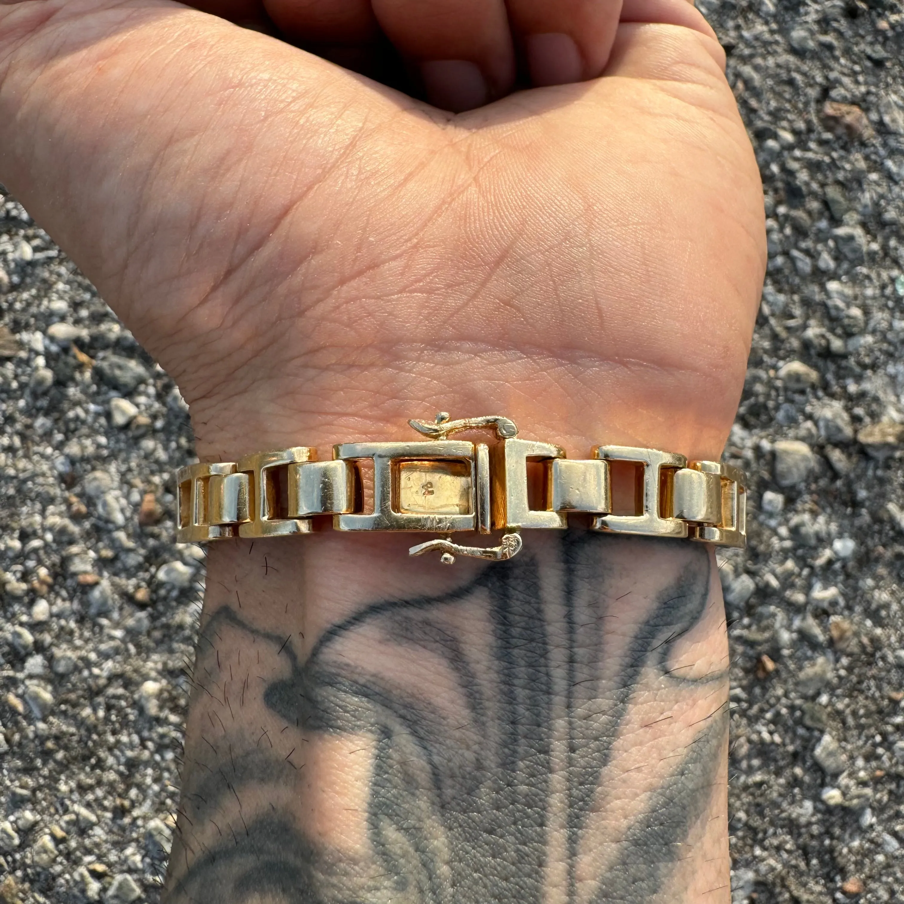 1980’s Solid 14k Yellow Gold 1.0ctw Natural Diamond Black Onyx Heavyweight Bracelet (7.5”)