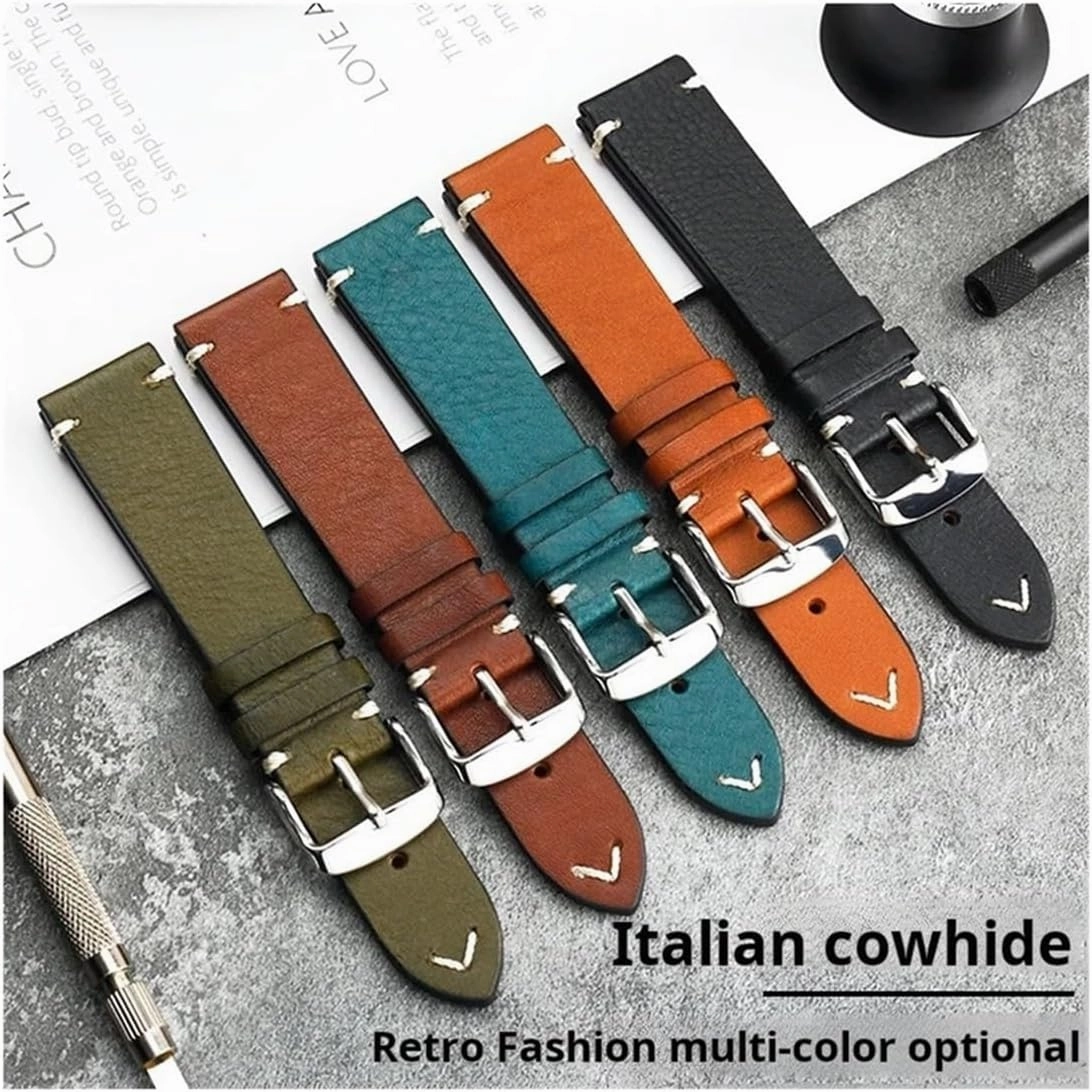 19mm 20mm 22mm Men Cowhide Genuine Leather Watchband Fit for Longines L2 L3 L4 Strap Master Classic Retro