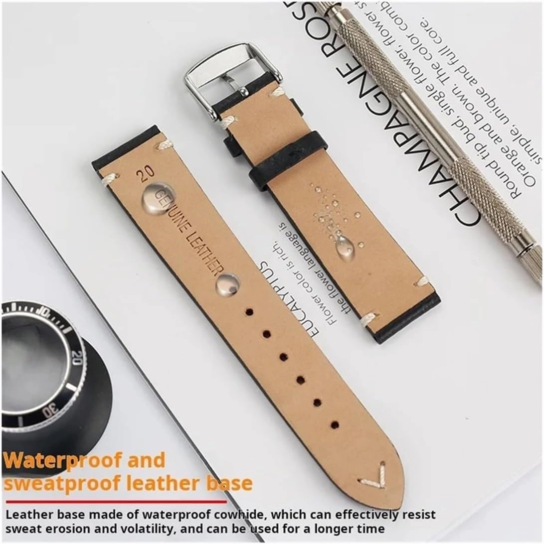 19mm 20mm 22mm Men Cowhide Genuine Leather Watchband Fit for Longines L2 L3 L4 Strap Master Classic Retro