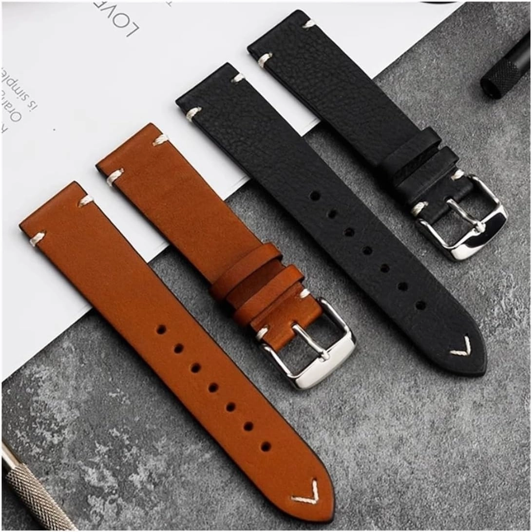19mm 20mm 22mm Men Cowhide Genuine Leather Watchband Fit for Longines L2 L3 L4 Strap Master Classic Retro