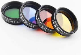 1.25" Telescope 4 Color Filters Set(Red, Yellow, Green, Blue), for Celestron, Orion, Sky-Watcher, Meade, William and Any Brands Models,for Lunar Planetary Observation