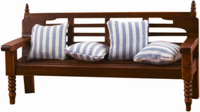 1 Set Miniature Bench Model with Cloth Pillow Scale Wooden Dollhouse Adornment for Home Decor and Photo Props Realistic Craftsmanship Great Present for Miniature Enthusiasts