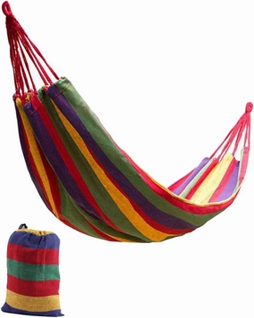 1Pc Double Thickened Outdoor Hammock Swing Chair Red Durable Canvas with Two Hanging Ropes for Camping Backpacking and Relaxation