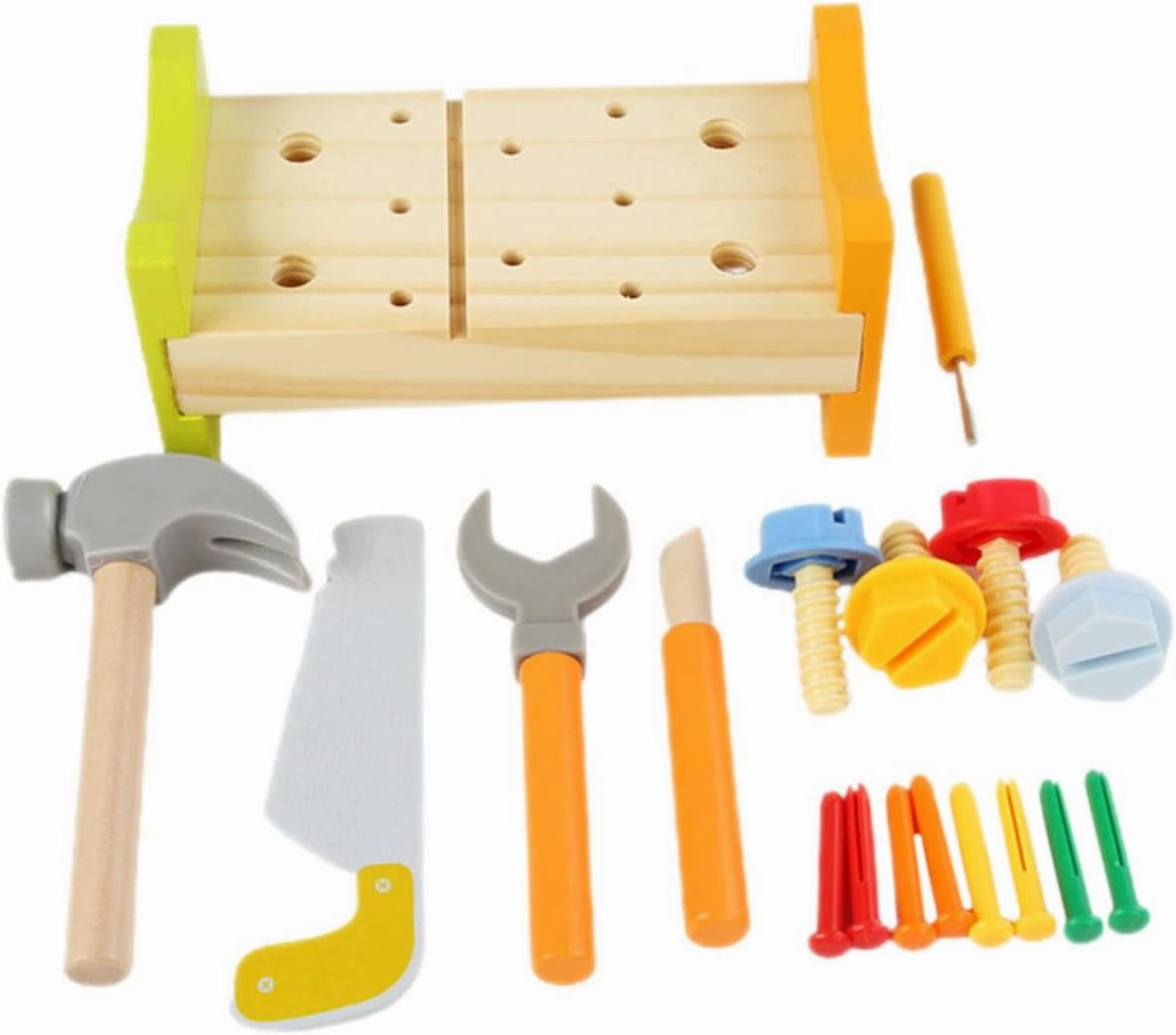 1Set Wooden Pounding Peg Workbench for Educational Hammering Tool with Design for Indoor Play and Cognitive Development