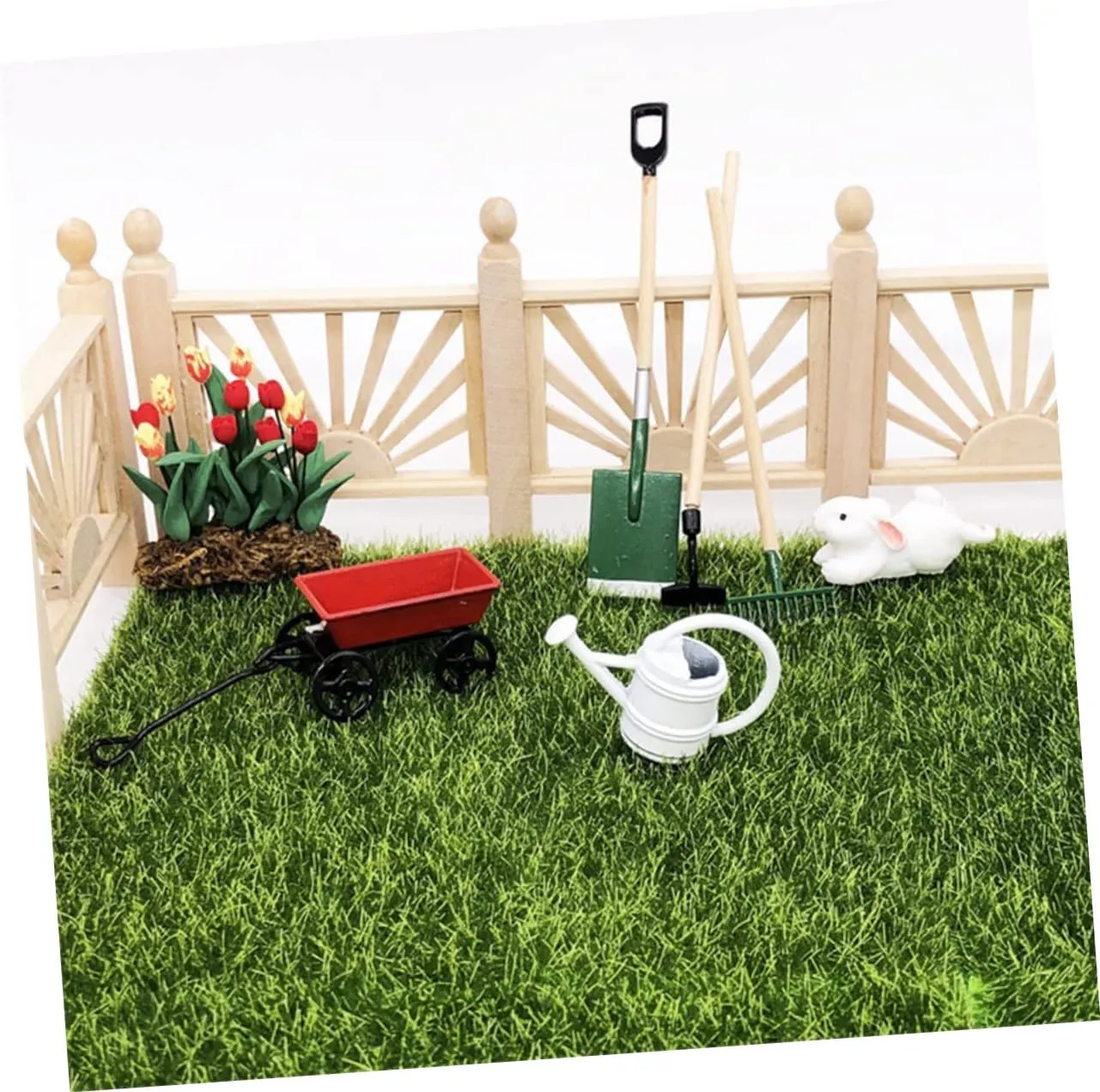 2 Sets Mini Gardening Tool Dollhouse Accessory for Fairy Garden Decor Creative Miniature Gardening Tools for Safe Materials for DIY Micro Landscape