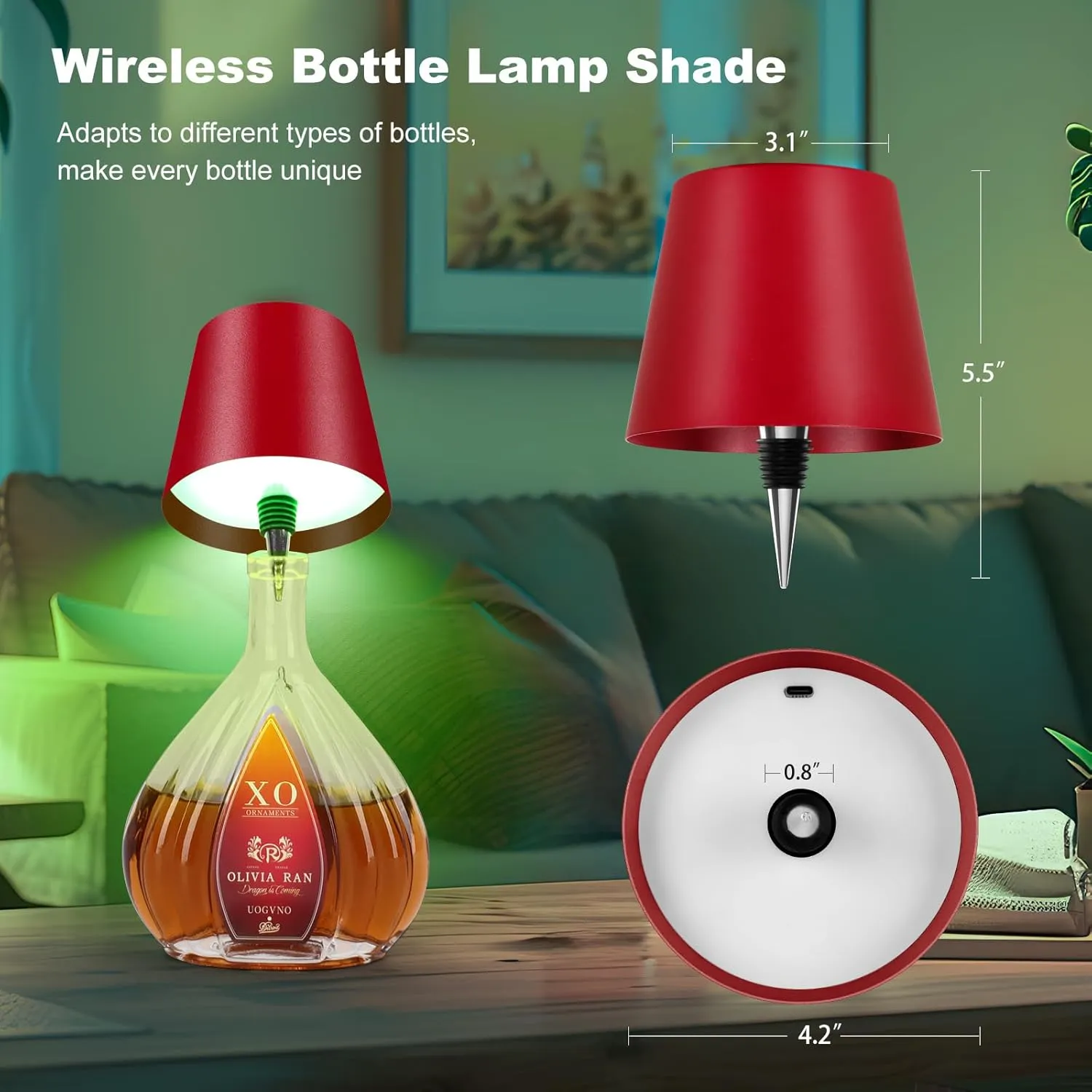 2025 New Wireless Bottle Lamp,RGB LED Bottle Light with Remote(RGB Wine red, 1pc)