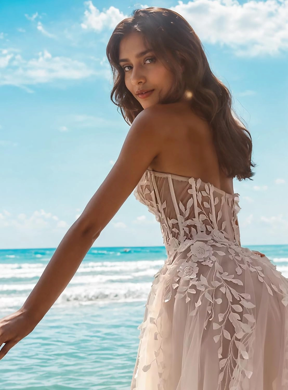 2025 Elegant A-Line Wedding Party Gowns Sweetheart Court Train Sleeveless Lace Appliques Prom Dress