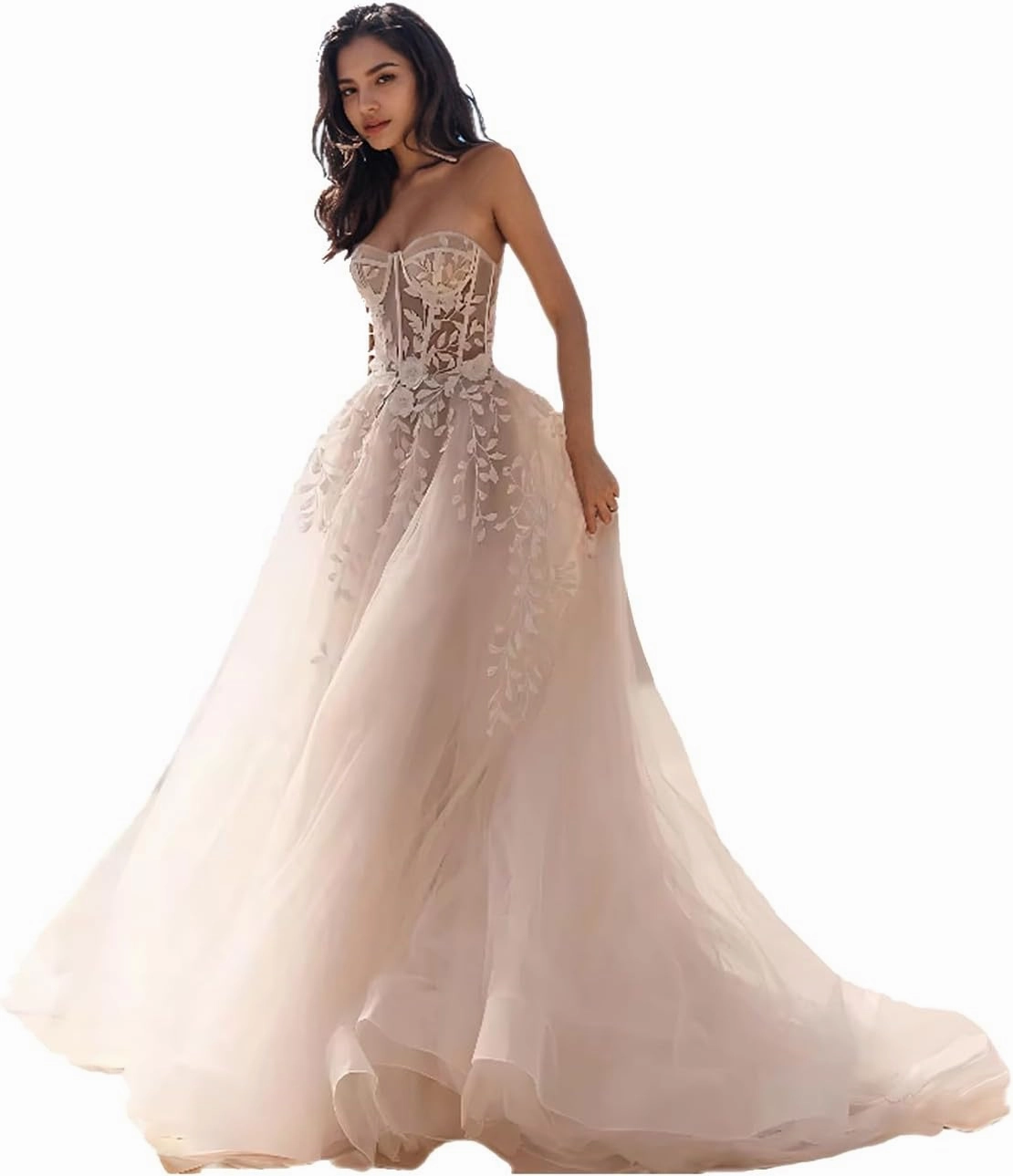 2025 Elegant A-Line Wedding Party Gowns Sweetheart Court Train Sleeveless Lace Appliques Prom Dress