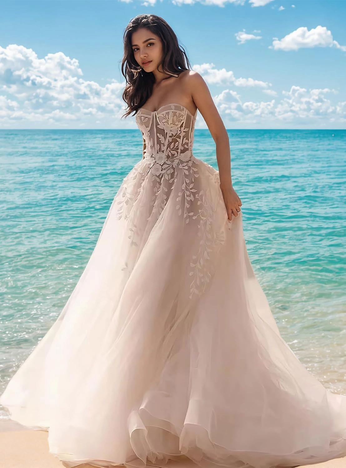 2025 Elegant A-Line Wedding Party Gowns Sweetheart Court Train Sleeveless Lace Appliques Prom Dress