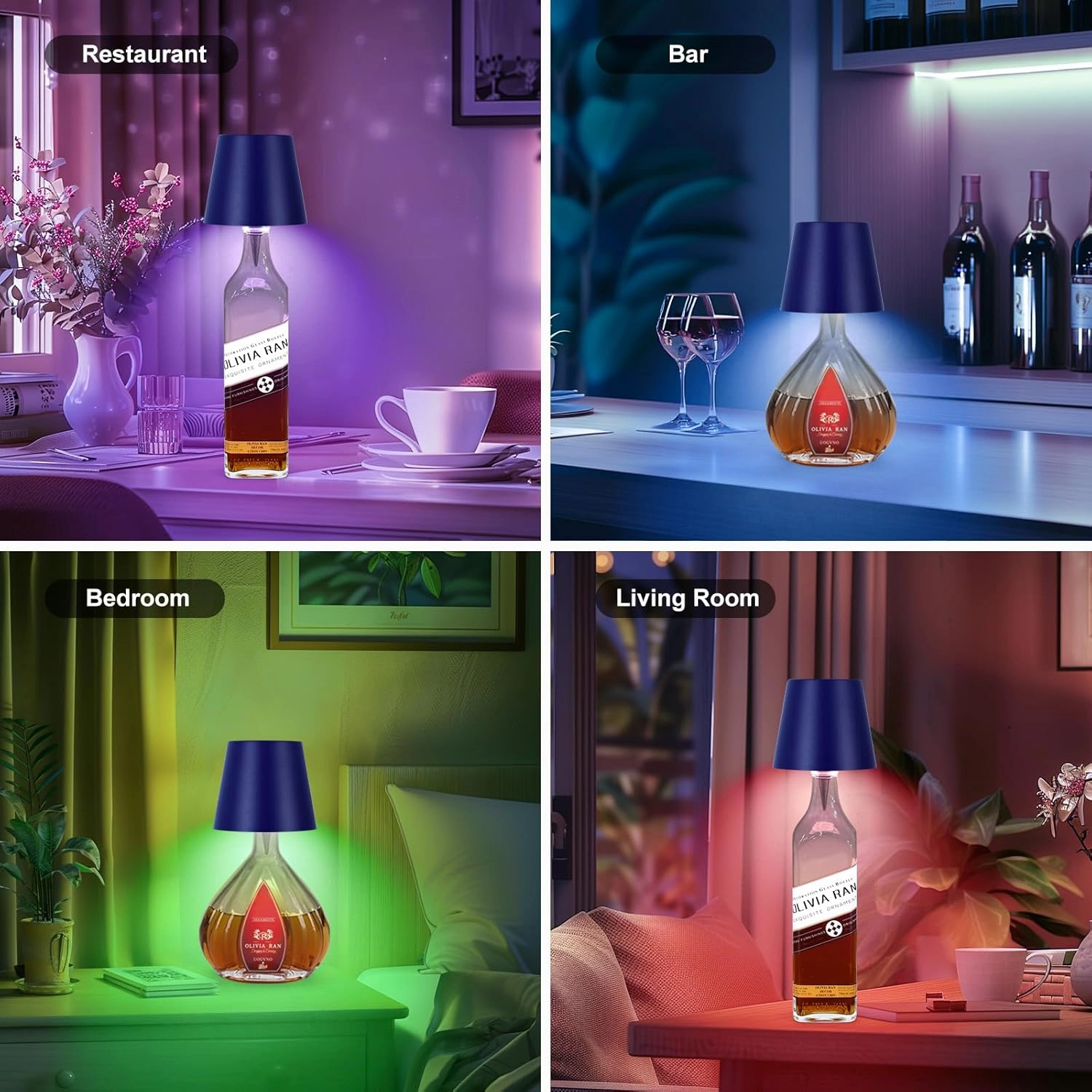 2025 New Wireless Bottle Lamp,RGB LED Bottle Light with Remote(RGB Sapphire Blue, 1pc)