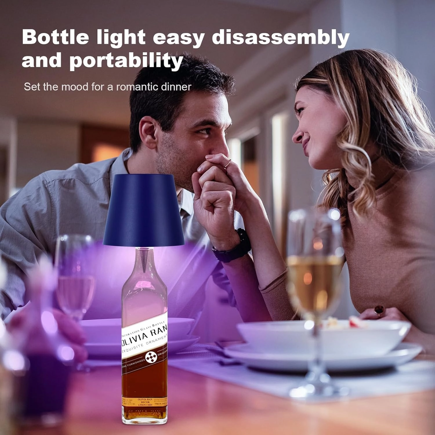 2025 New Wireless Bottle Lamp,RGB LED Bottle Light with Remote(RGB Sapphire Blue, 1pc)