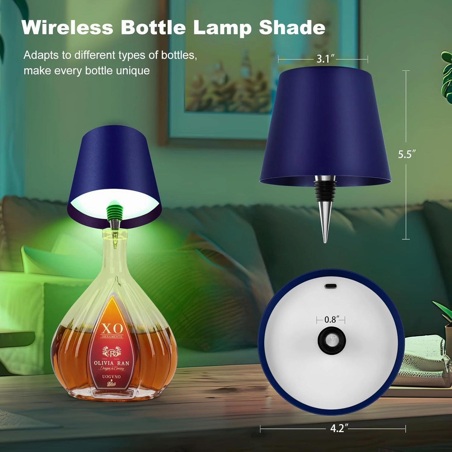 2025 New Wireless Bottle Lamp,RGB LED Bottle Light with Remote(RGB Sapphire Blue, 1pc)