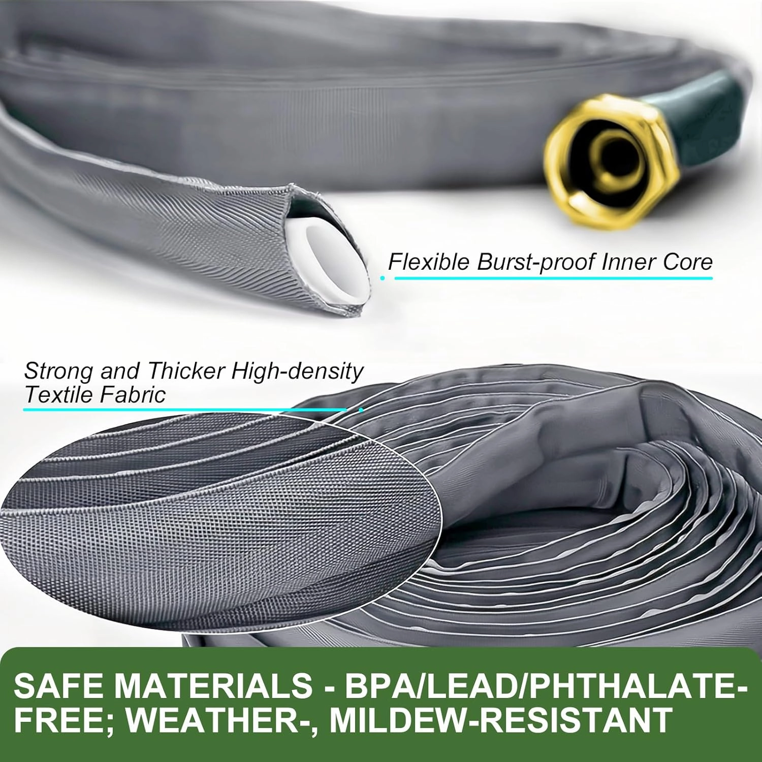 2025 Upgraded 50FT Non-Expanding Garden Hose, Ultra-Light & Flexible Water Hose - Burst-Resistant, Kink-Free, High-Pressure, All-Weather Use for Lawns, Gardens, and Outdoor Cleaning