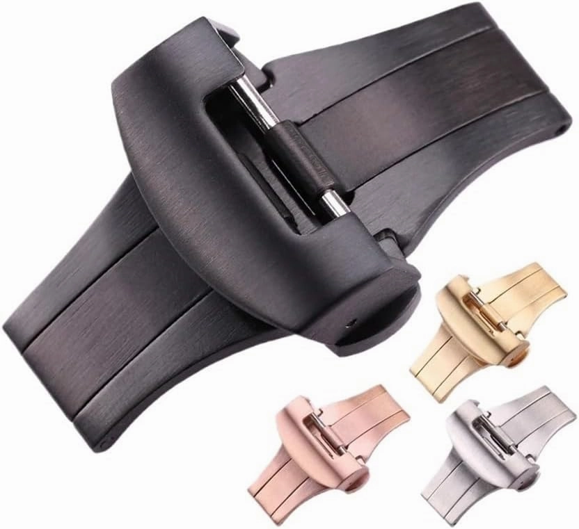 20mm 22mm Watch Band Buckle Mens Silver Gold Black Brushed Solid Stainless Steel Watchbands Deployment Clasp Strap Accessories