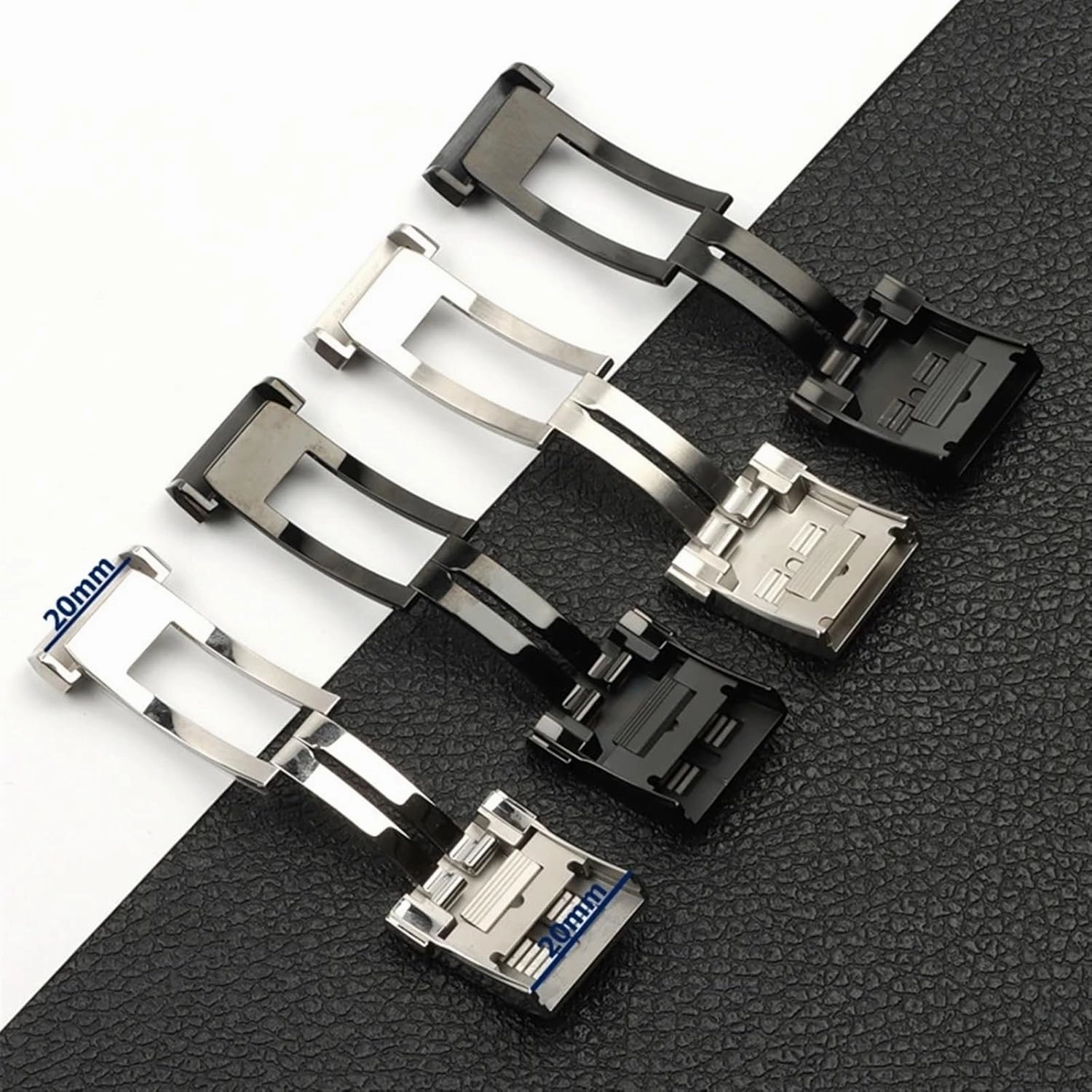 20mm Stainless Steel Buckle For Breitling Classic clasp 1884 Men Rubber Silicone Strap Silver black Adjusted Buckle