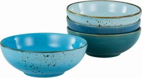 23430 Nature Collection Aqua 4-Piece Crockery Set, Cereal Bowl, Smoothibowl Made of Stoneware