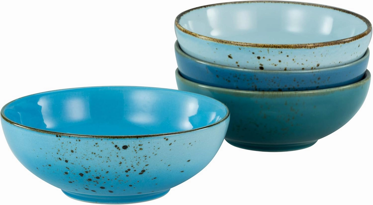 23430 Nature Collection Aqua 4-Piece Crockery Set, Cereal Bowl, Smoothibowl Made of Stoneware