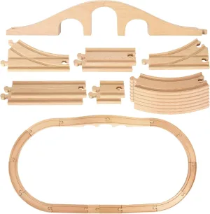 23Pcs Wood Train Track Expansion Set - Wooden Track Connectors, Adapters, Bridges & Straight Tracks for Most Major Toy Train Tracks