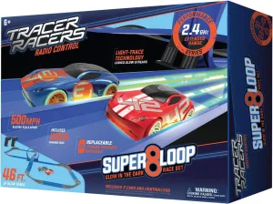 2.4 GHz Radio Control Remote Slot-Less, Cordless Racing Super 8 Speedway Track Set with Two Cars