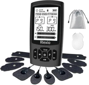 24 Modes TENS Unit Muscle Stimulator for Pain Relief, Rechargeable TENS Machine Massager with 10 Pads, Pulse Rate 2-150Hz, Width 80-300μs (Black)