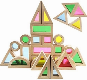 24-Piece Rainbow Stacker STEM Learning Toy Set: Natural Wood Building Blocks for Toddlers, Montessori Educational Construction Kit with Colorful Geometry Shapes – Interactive Preschool Gift for Kids Ages 3 
