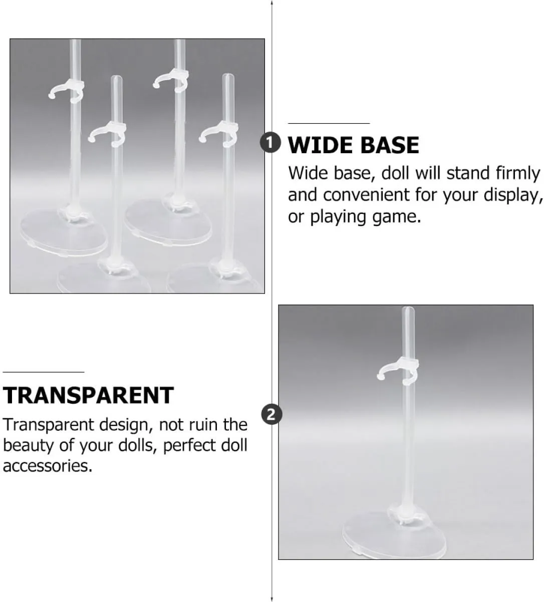24pcs Doll Display Stands for Boys and Girls Small Doll Stands Sturdy Base for Action Figures